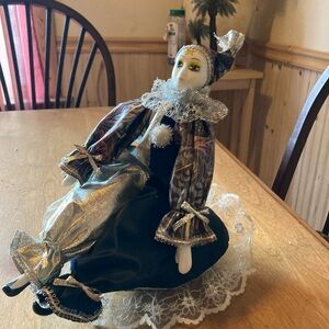 Vintage Porcelain musical jester doll